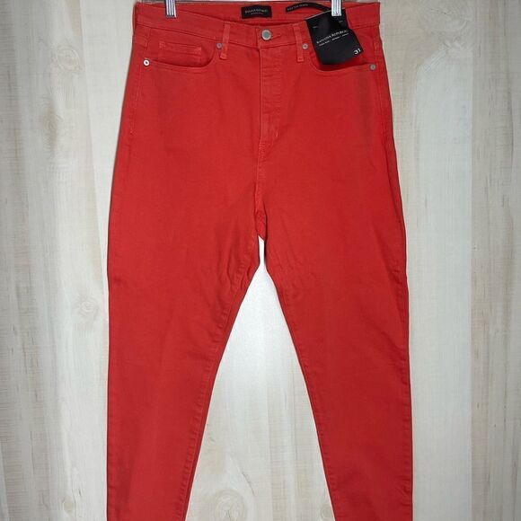 New Banana Republic‎ high rise skinny ankle orange jeans denim, size 31 - Picture 3 of 11